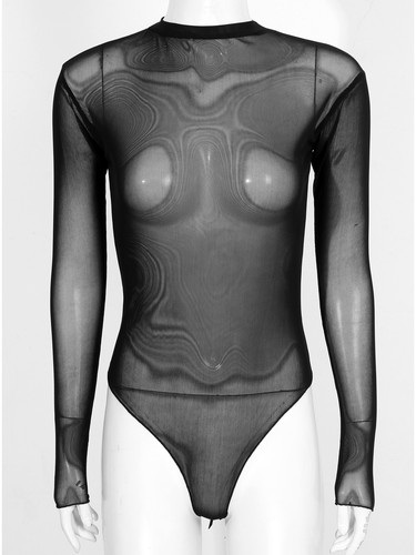 DE Damen Body Transparent Stringbody Langarm Sexy Unterhemd Dessous Nachtwäsche - Picture 19 of 41