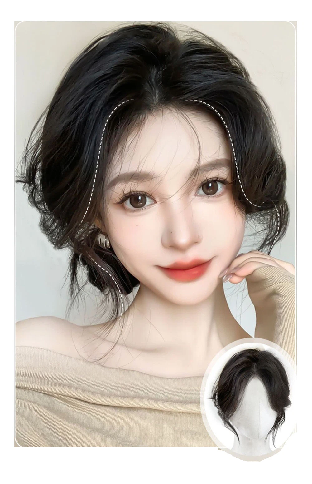 Crown Mono Straight Remy for Women Thin Hair Middle Part Toppers Hair Pieces - Picture 1 of 14