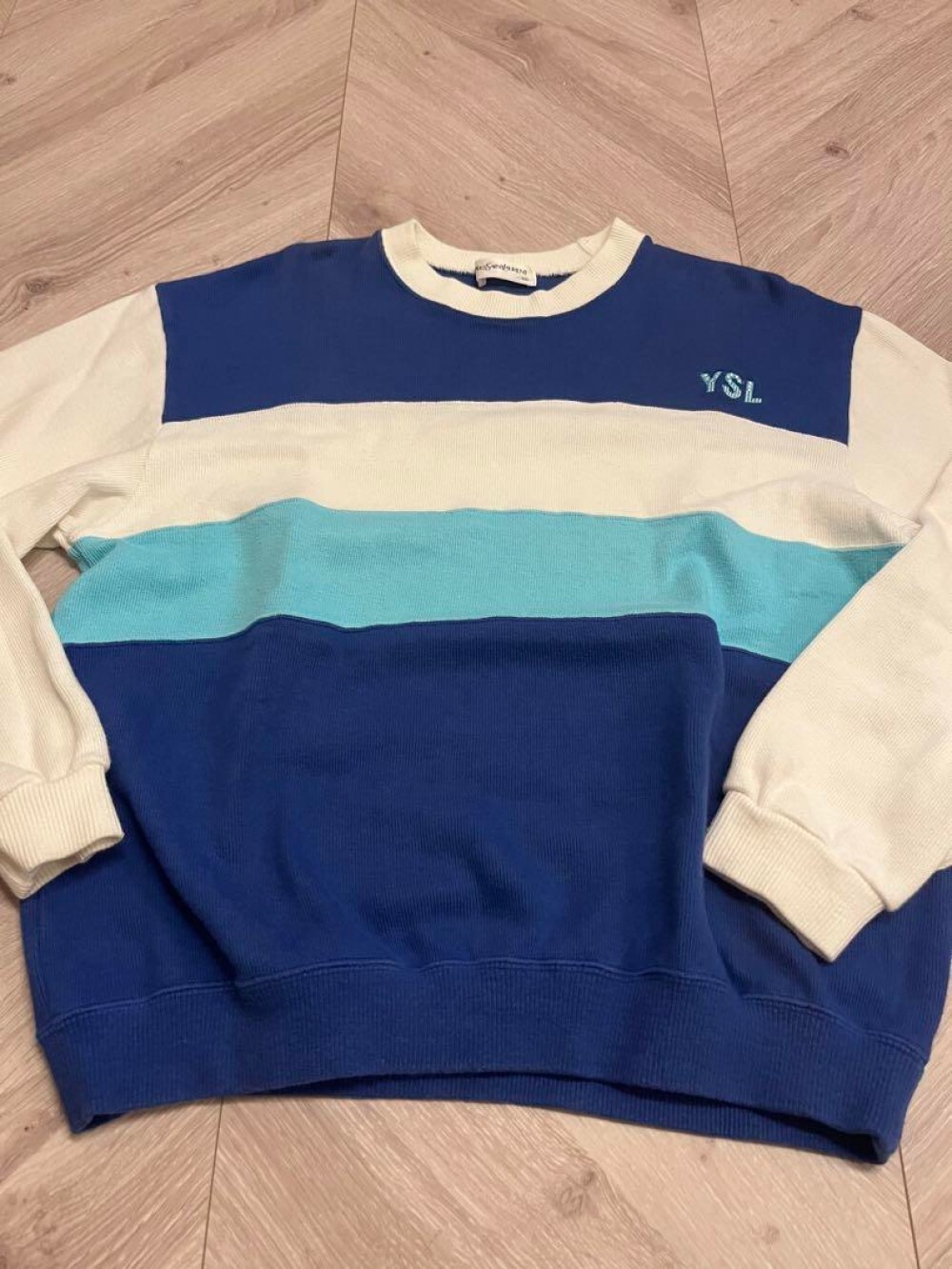 Maglione maglia donna Yves Saint Laurent YSL taglia 160 S righe blu vintage 22048