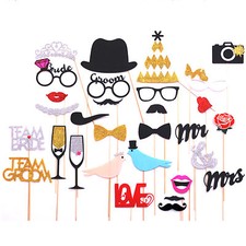 30 Photo Booth Photobooth Wedding Bridal Party Photography Mr Mrs Lips Prop DIY