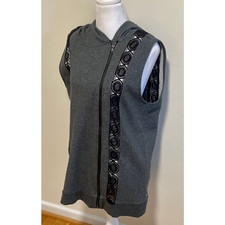 Fabletics Womens Sweatshirt Vest Hoodie Gray Full Zip Embellished Xl