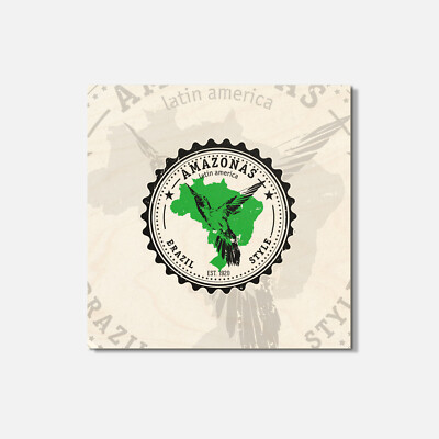 Amazonas Brazil Style 4'' X 4'' Square Wooden Coaster