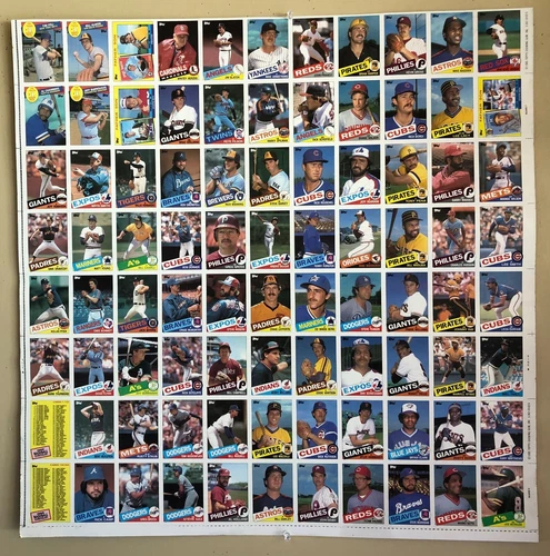 1985 Topps Baseball Card VINTAGE Uncut Sheet (88 Cards) 28" x 28" w/ NOLAN RYAN!