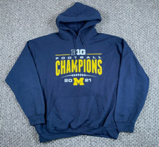 Michigan Wolverines 2021 Big 10 Champions Hoodie Adult XL Blue Sweatshirt