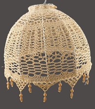 Abat jour en dentelle avec Perle bois vintage suspension lustre ø 35cm Ht: 24cm