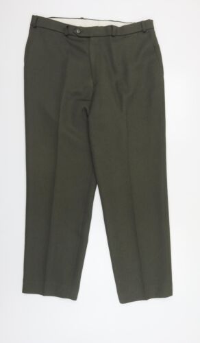 Preworn Mens Green Polyester Dress Pants Trousers Size 36 in L31 in Regular Butt - Picture 1 of 12