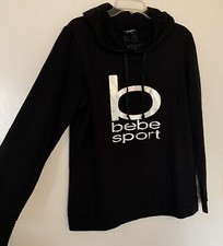 Bebe Sport Hoodie Large Black Sweatshirt w/Logo An Athletic Pleasure Pullover