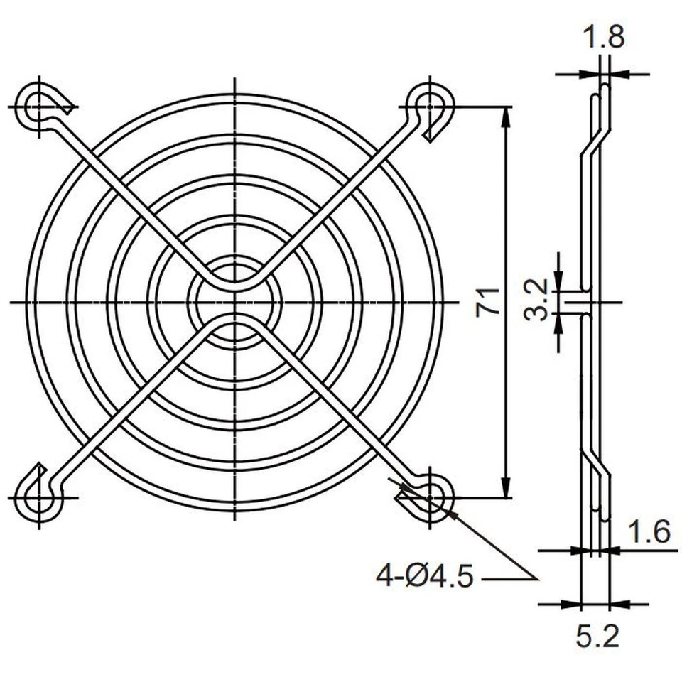 Lüftergitter 80x80mm für Axiallüfter 80x80x15mm 80x80x20mm 80x80x25mm - Bild 2 von 2