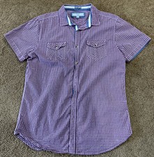 pd c Stretch Button Up Shirt Large Short Sleeve Double Pocket