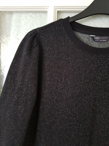M&S COLLECTION Black Tunic Dress With Silver Sparkle size 22 EXCELLENT - Picture 7 of 10