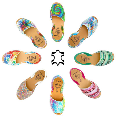 Avarca Damen Sandalen Leder Abarca Menorquina Echtleder Menorca Schuh bunt 35-42
