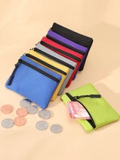 Mini Purse Short Wallet Card Holder Coin Bag Pouch Bag Waterproof Zipper Solid
