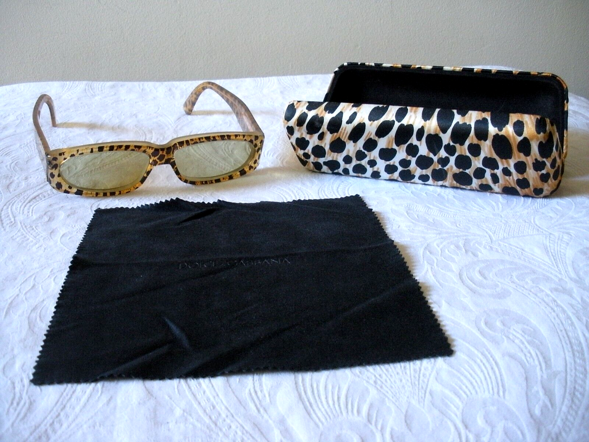 DOLCE & GABBANA $598 Sunglasses Black Brown Retro Cheetah Leopard