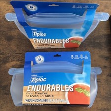 NEW Lot 2 Ziploc Endurables Medium 32oz Pouch Silicone Bag Food Storage Stasher