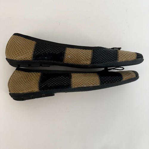 Paul Mayer Attitudes Striped Ballet Flats Black/Tan Leather Textured 10.5B - Picture 5 of 12