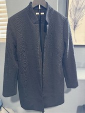 Chico's Black Collarless Textured Open Blazer