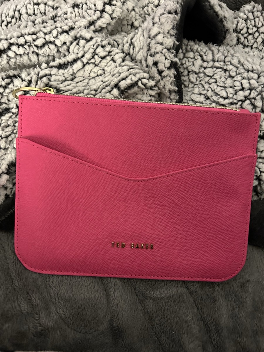 TED BAKER ❤️ BRIGHT PINK Envelope Clutch Pouch Bag UK