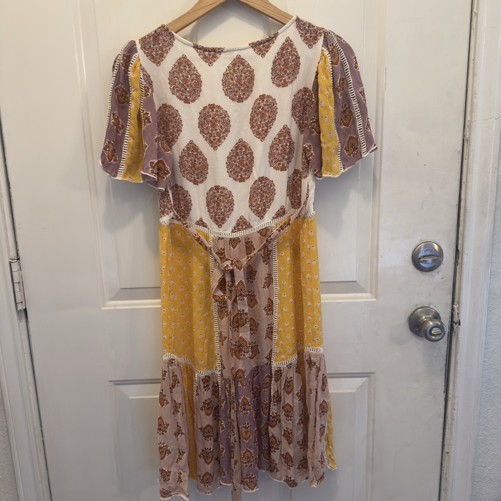 Boho Chic Multicolor Print Lace Button Detail Dre… - image 3