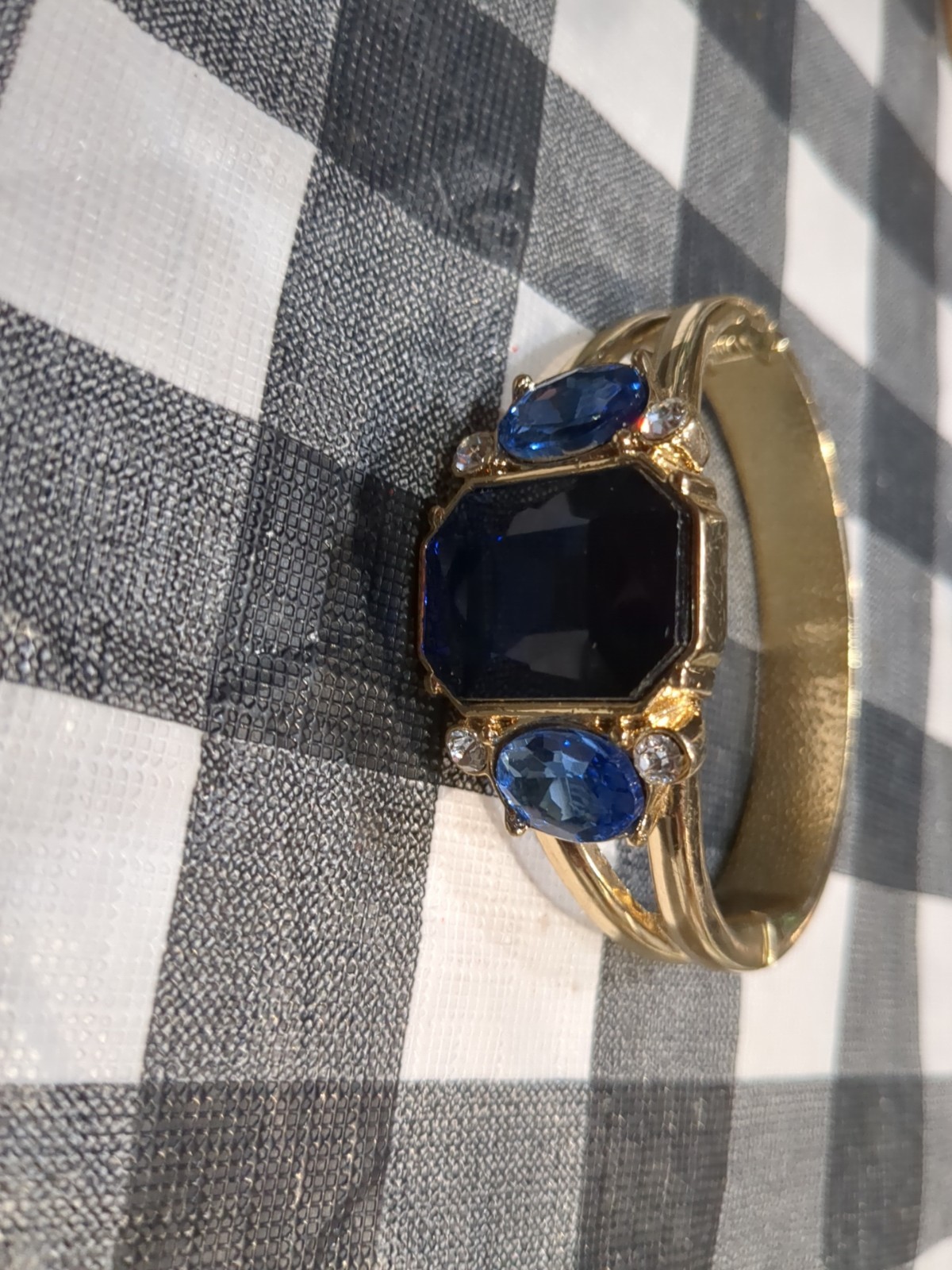 Two Bracelet One Bangle Hinged One Cuff Blue Ston… - image 2