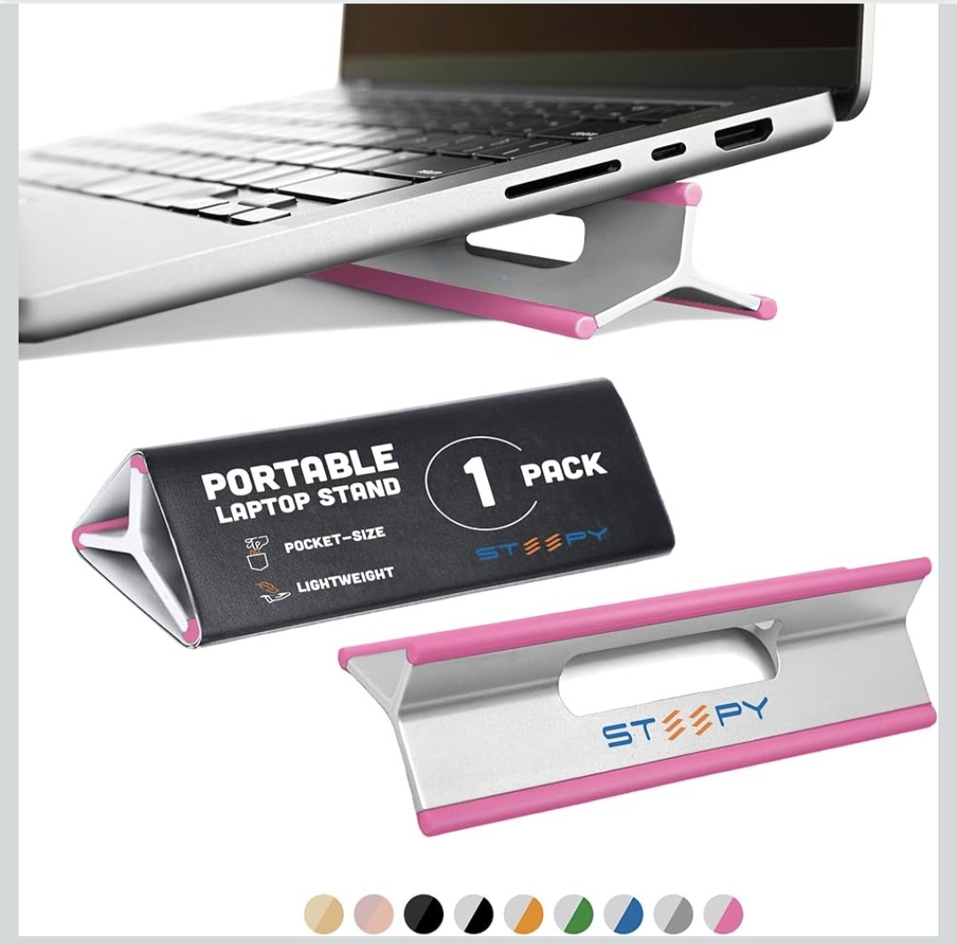 Steepy Portable Laptop Stand for Desk - Adjustable Height &...