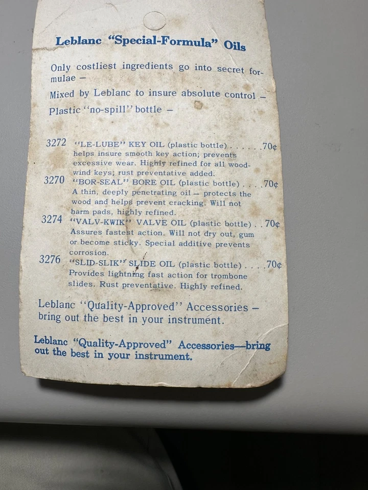 óleo de válvula de trompete vintage Leblanc - Imagem 2 de 2
