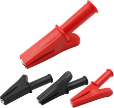 4Pcs Insulated Alligator Clips, Heavy Duty Alligator Clamps, 30A Nickel Plated C