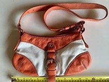 BORSA COCCINELLE IN PELLE ARANCIO & BIANCO 30*15 CM-MANICA 55 CM