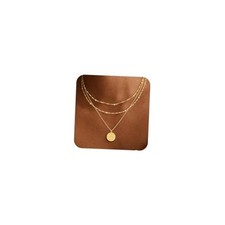 MFRYK Gold Necklaces for Women,14K Gold/Silver 3Layered Preal Beads Disc-GD