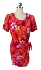 Giorgio Sant Angelo VTG 90s Hawaiian Dress Womens 10 Orange Floral Tropical Boho