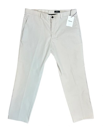 Theory Stone Zaine Chino Pants NWT 34x27 Khaki Tan Cream Flat Front