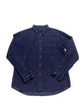 M S Collection Men  s L Shirt Tailored Fit Fine Cord Corduroy Navy Blue