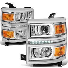 DNA MOTORING HL-LB-CS15-CH-AM Pair LED DRL U Tube Bar Projector Headlights C...