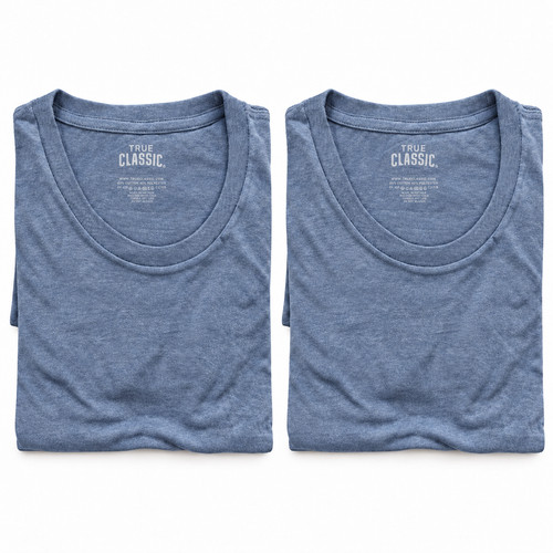 True Classic - Crew Neck T-Shirt - Heather Blue - XXL - 2 Pack