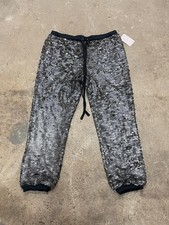 Free People Jogger Pants Womens Medium Gray Sequin Cuffed Elastic Waist Gunmetal