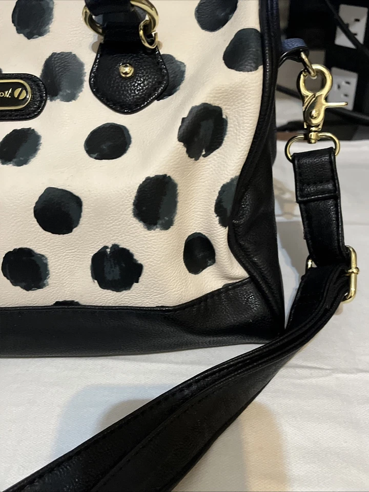 Betsey Johnson 女式白色黑色圆点挎包/顶部提手包 — 第 4/4 张图片