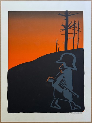 Peter Angermann, Der Deserteur, Farbserigraphie, handsigniert
