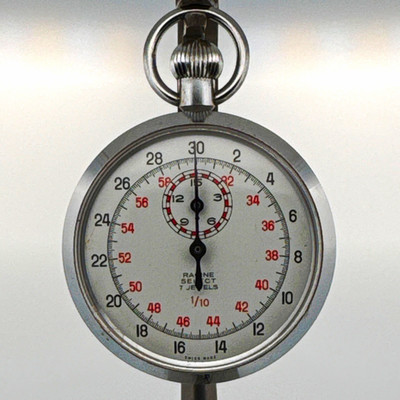 Racine Select 7 Jewels Mechanical Swiss Stopwatch 1/10 Sec Silver Metal