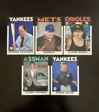 (5) SEINFELD Costanza, Newman, Elaine,  Kramer, Jeter Baseball Custom Cards