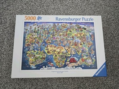 Ravensburger illustrierte Weltkarte 5000 Stück Puzzle BRANDNEU VERSIEGELT