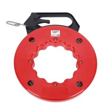 Fish Tape Hand Wire Puller Steel 100FT 1/8" 3 mm Width 100 ft, dark red