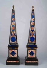 two pcs black Marble Obelisk malachite Inlay home decor art & collectibles