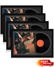 4Pcs Vinyl Record Display Frames Black Mat Album Cover Wall Mount Decor 12in