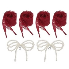 2Pairs Flat Laces Shoelaces, 2.6CM Wide 100CM Length Lacy Shoe Laces, Wine Red