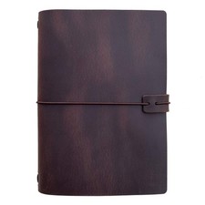 Refillable Leather Travelers Notebook -A5 Travel Journal with A5, Dark Brown