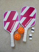 NEW SOSWUUSH Carbon Fiber Pickleball Paddle Set pink and white