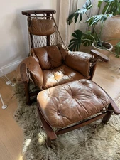 Vintage Brazilian Jangada Chair by Jean Gillon w/Ottoman