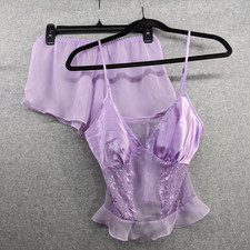 Frederick's of Hollywood Lavender Satin Lace Camisole  Shorts Set Size M