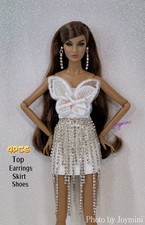 4PCS For Fashion Royalty Integrity PP NuFace Dolls Dress Shoes Earrings 1/6
