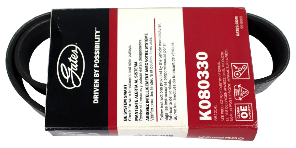 Gates Micro Serpentine V-Belt se adapta a 1983-1999 Orion Bus Orion II modelo ID K080330 Foto 2 de 4