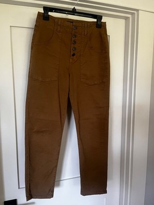 Veronica Beard Tan Cropped Button Fly Pant sz 26